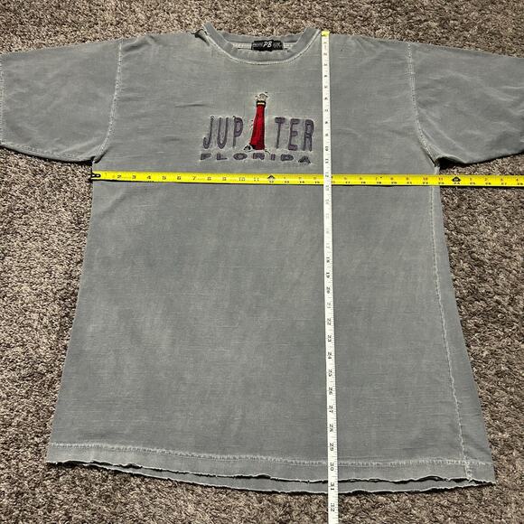 Vintage Thrashed Shirt Jupiter Florida Garment Dyed Distressed Tee 90s Cotton XL - Picture 5 of 10